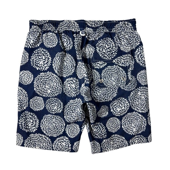 Johnny-O Half Elastic Swim Trunks Boys Size 8  Navy Print Unlined Water Shorts - Picture 2 of 9